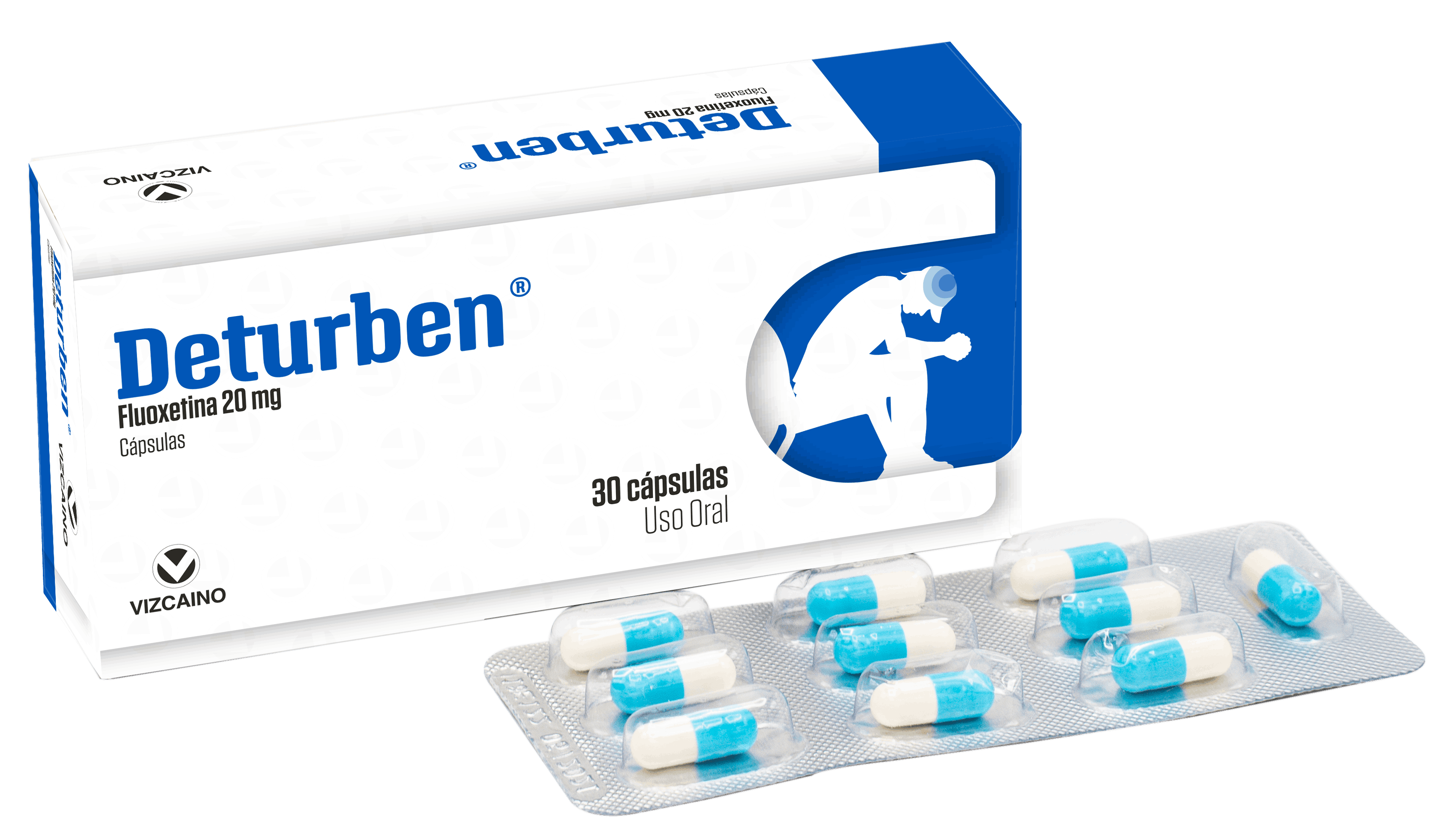 Deturben (Fluoxetina) de 30 comprimidos recubiertos x 20mg